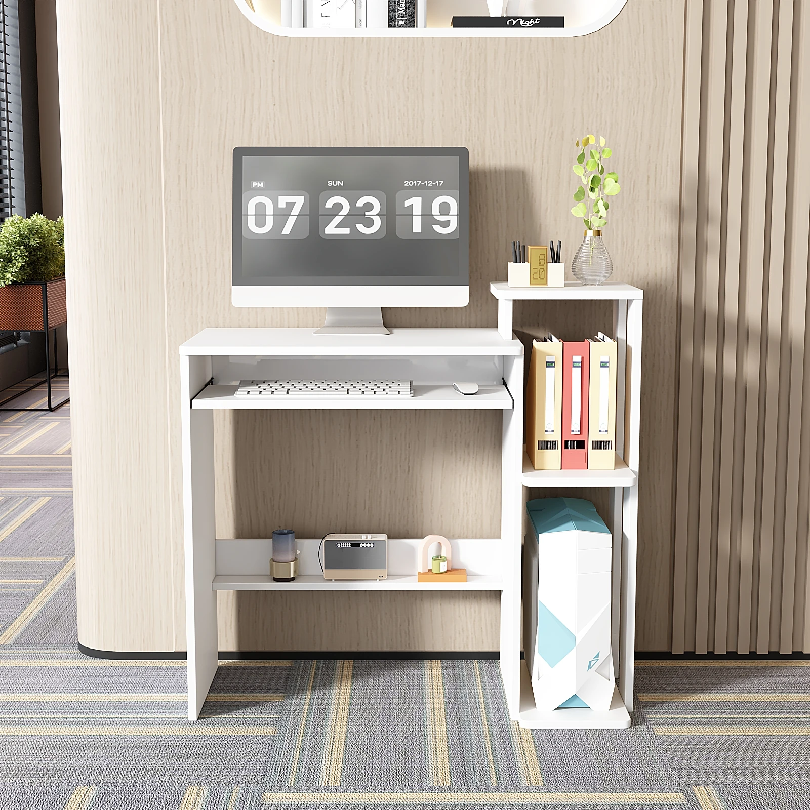 YQ FOREVER Storage Shelf Industrial Morden Laptop Table Home Office Small Study Writing Computer Desk