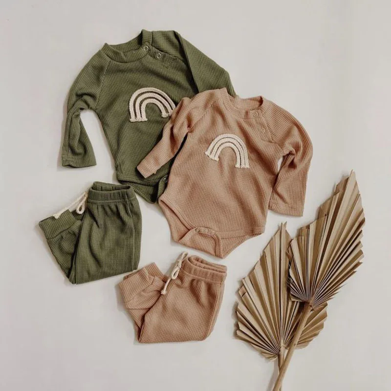Spring autumn toddler baby boy girl long sleeve romper tops+trousers 2pcs kids fashion clothing casual outfits