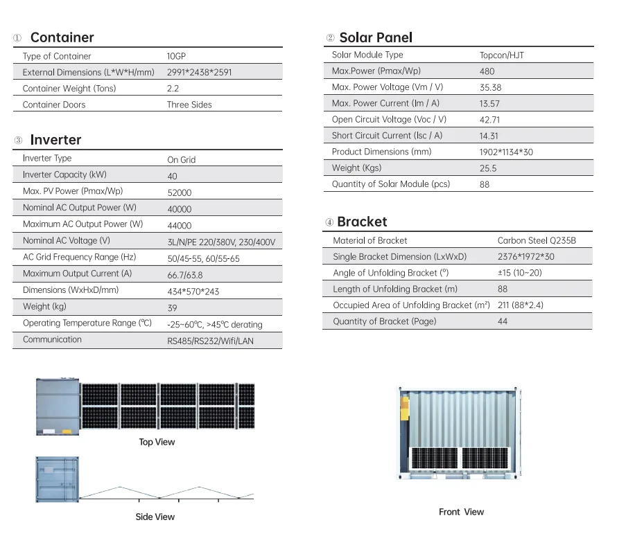 QIANEN 40KW Foldable Mobile Power Generation System Commercial Photovoltaic Energy Storage MPPT Foldable Solar Energy details