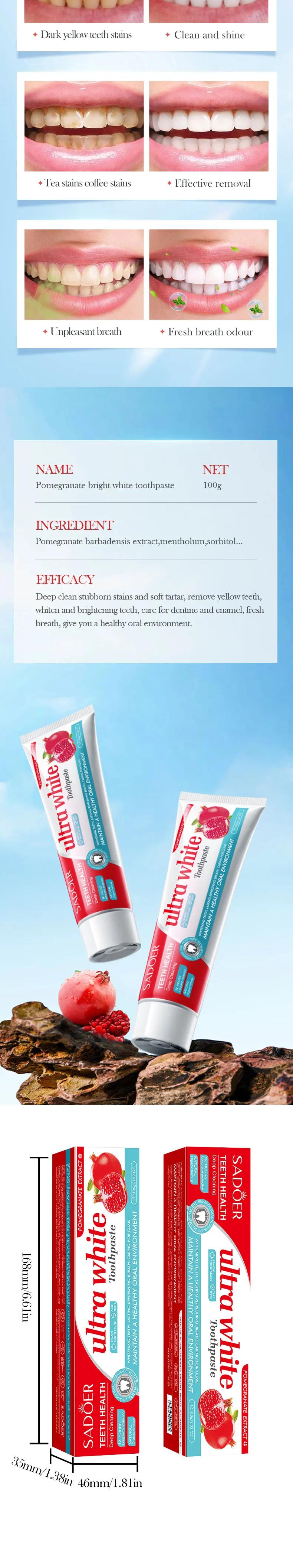 product sadoer rose salt toothpaste whitening tartar control plaque removal gum care-8