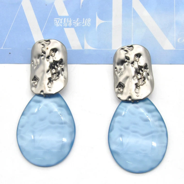 Custom vintage stud earrings for women new acrylic sheet board blue retro earrings