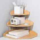 Bamboo Desktop Bookshelf Wood Desk Storage Display Organizer Table Corner Rack