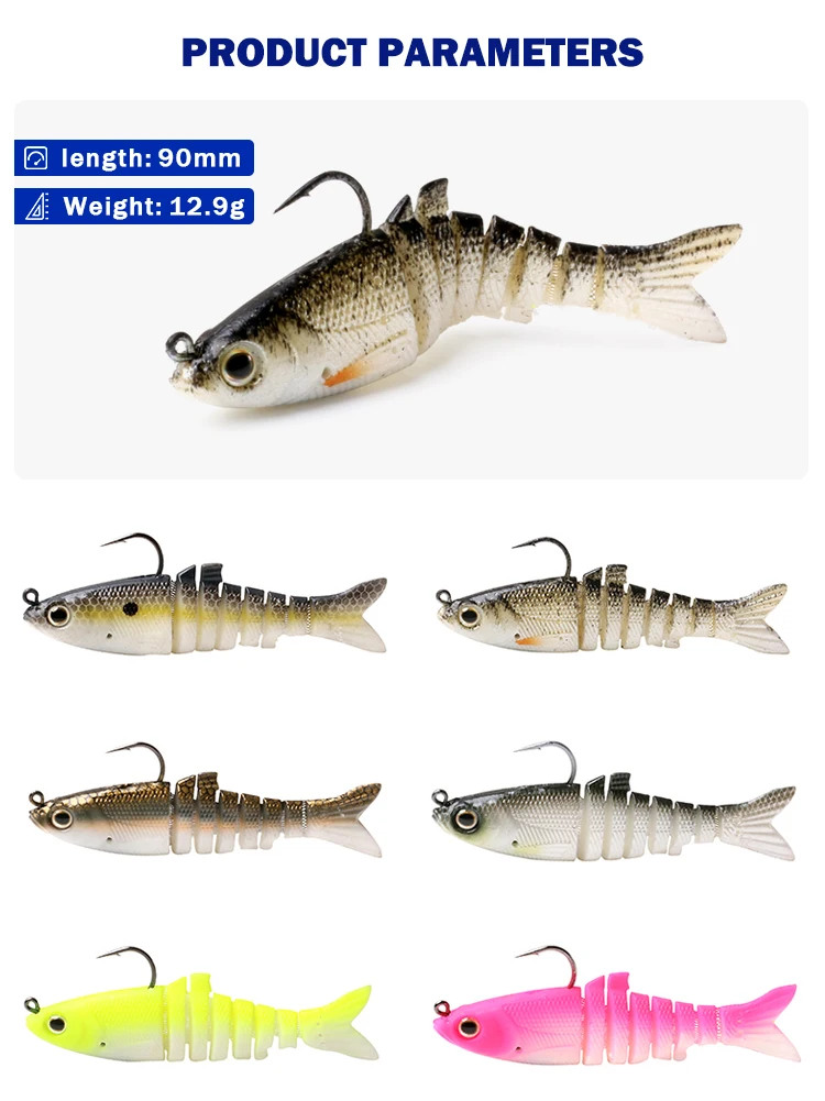 Bionic Swimming Lures Lifelike Bass Swimbait Multi Jointed Soft Shad