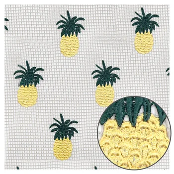 Newly designed pineapple pattern embroidered 135cm fabric water soluble guipure lace fabric