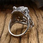 Stainless Steel Ring Rings DEXRLO Men Custom Stainless Steel Ring Engraved Lion Head Ring