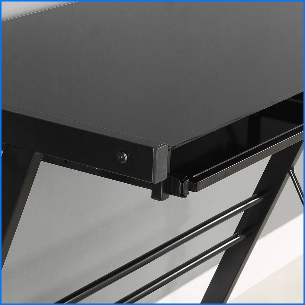 Black University Commercial Screen Furniture Stock Trading Chair Glass Assemble Computer Desk And Chair Adjustable India Black