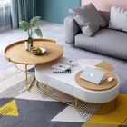 Table Luxury Modern White Round Marble Top Sectional Stainless Steel Gold Leg Coffee Table For Living Room Furniture