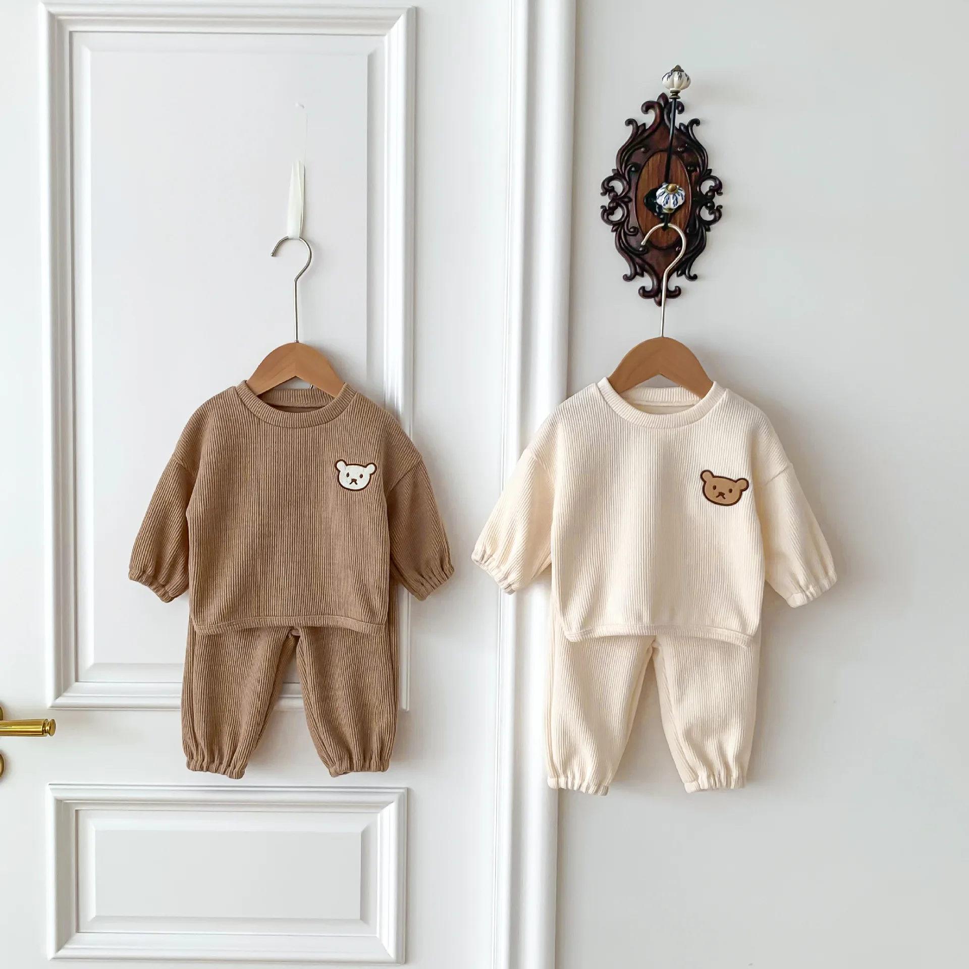 New Autumn Baby Clothes Set Infant Cartoon Bear Hoodie+Pants Boys Outwear 2PCS