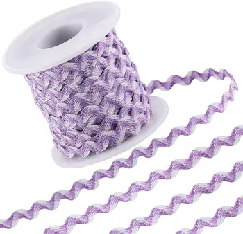 Metallic RIC Rac Wave Bending Fringe Trim Ribbons Woven Braided Fabric Zig Zag Ribbon