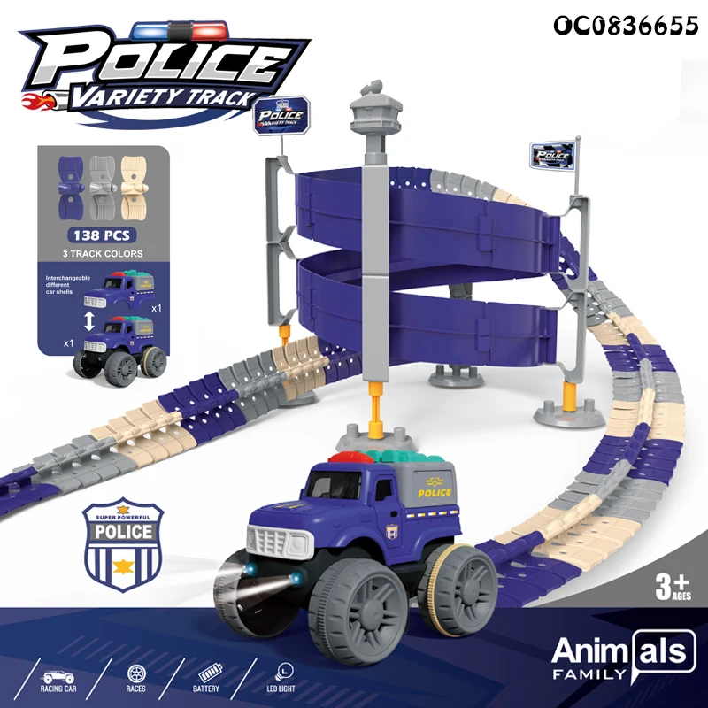 Trending products 2023 new arrivals electric rail police car toy for kids