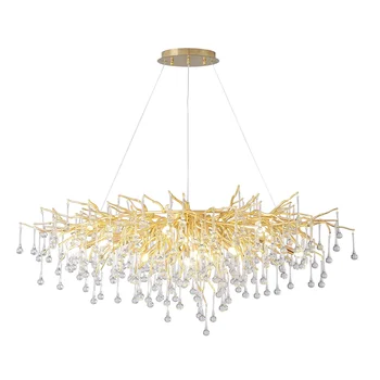 2024 Modern Light Luxury Golden Creative Glass Chandelier Suitable for Living Room and Restaurant LED Chandelier.