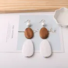Oval Earring Shangjie OEM 2021 Arete Geometric Long Wood Round Oval Vintage Elegant Wooden Drop Earring