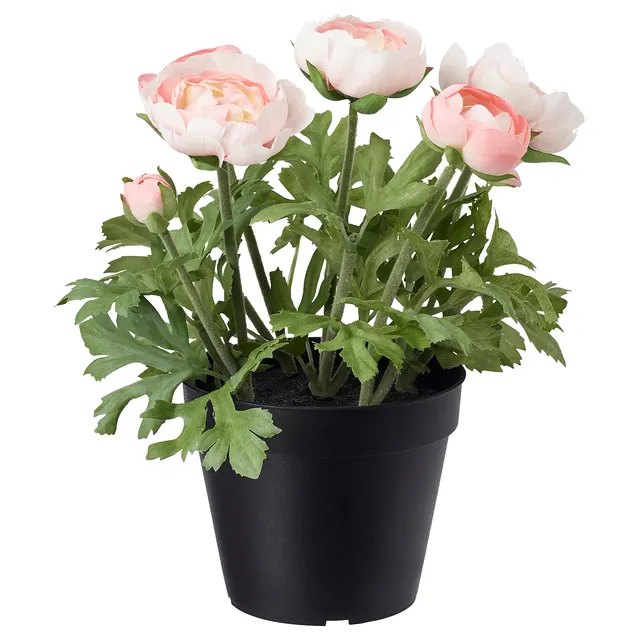 wholesale top seller FEJKA artificial potted plant in/outdoor/Ranunculus pink 12 cm high simulation
