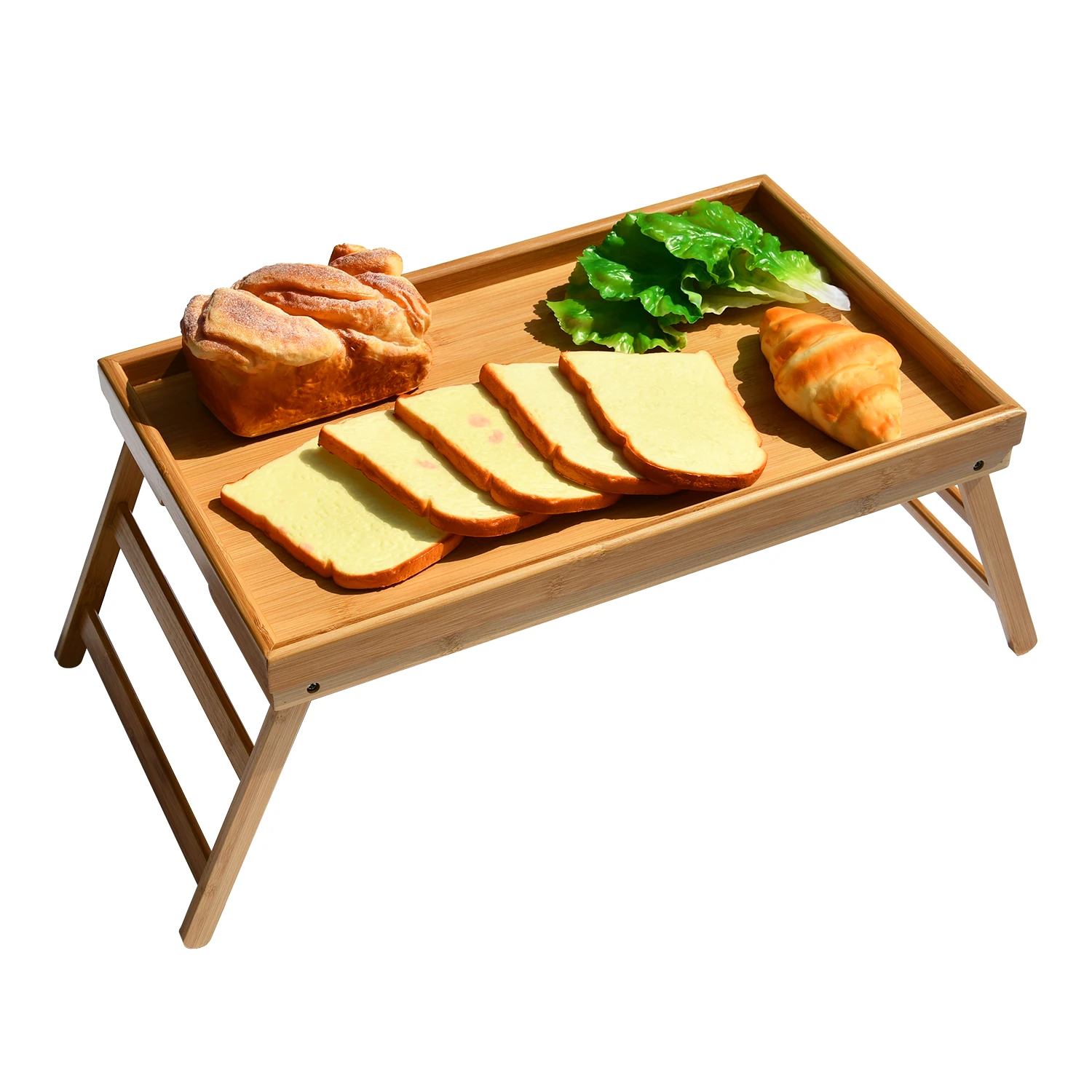 Hot Selling Professional Large Custom Luxury Kitchen Bamboo Serving Tray With Foldable Leg