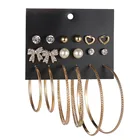 Rhinestone Earrings 2021 Korean Pearl Rhinestone Jewelry Stud Earrings Bow Love Exaggerated Hoop Earrings
