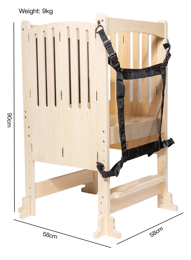 Tabouret de cuisine pliant Montessori pour tout-petits, chaise d'apprentissage multifonction en bois pour enfants, fabrication de tour d'apprentissage