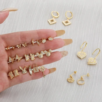 Dylam Gold Plated Sterling Silver Designer Flower Butterfly Earings For Women 2021 brinco Korean Stud Earrings Women