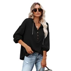 Women Wholesale Women Long Sleeve Button Up Fly Hooded Sweatshirt Hoodies