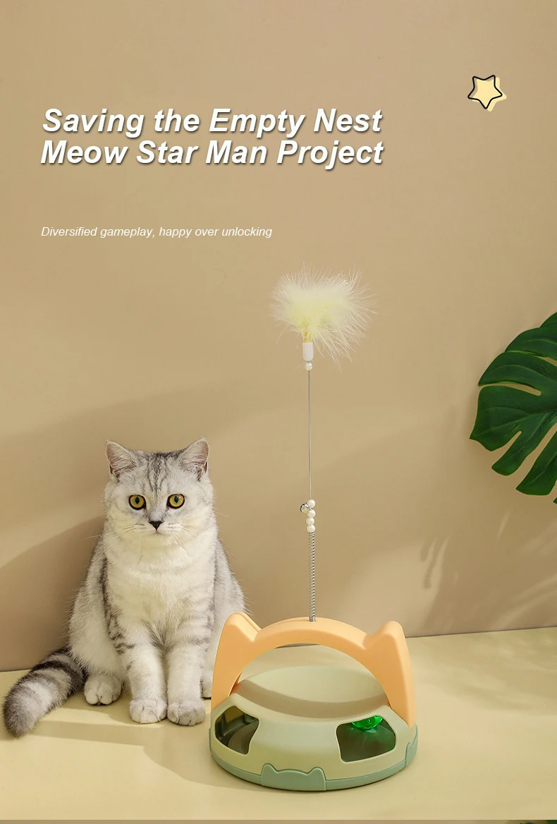Cat Teaser Toys Feather Ball Cat Toy Stick Spring Feather Bell Self-help Relief Boredom Pet Cat Interactive Turntable Toys manufacture