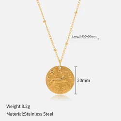 Fashion 18k Gold Plated Stainless Steel 12 Zodiac Constellations Pendant Necklace Women Choker Necklace Jewelry For Gift