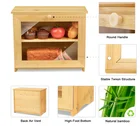 Keeper Bread Box Double Layer Bamboo Storage Bin Kitchen Large Capacity Bread Keeper Storage Box
