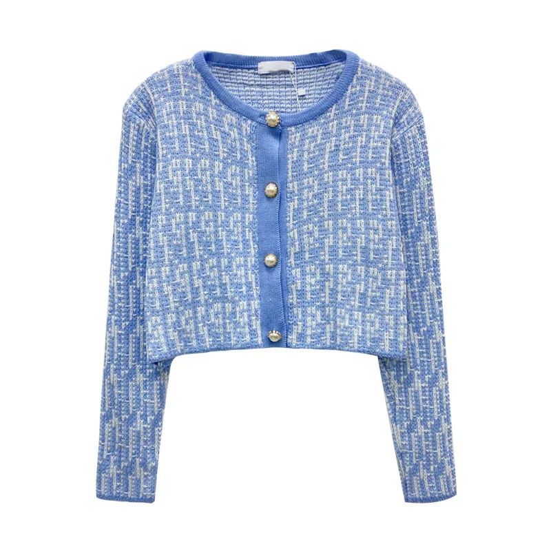 2023 Hot Autumn New Korean Short Tops Knitwear Female Knit Coat Long Sleeve Button Thin Knitted Cardigan Jacket Coat
