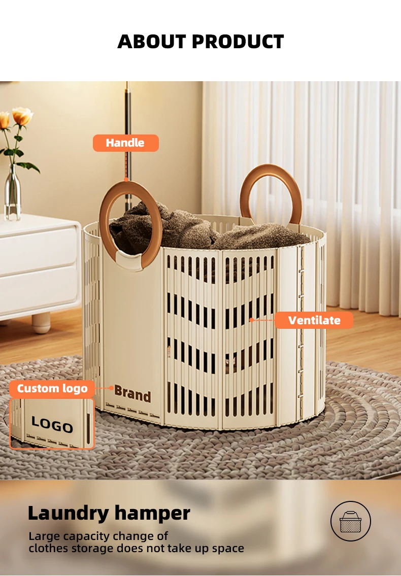 Wannuo 60L Capacity Portable Laundry Basket Not Easy to Mold Plastic Laundry Basket Breathable Laundry Basket manufacture