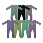 Custom Organic Bamboo Baby Clothes Newborn Infant Toddlers Footie Pajamas 100% Cotton Knit Bamboo Baby Rompers Zipper