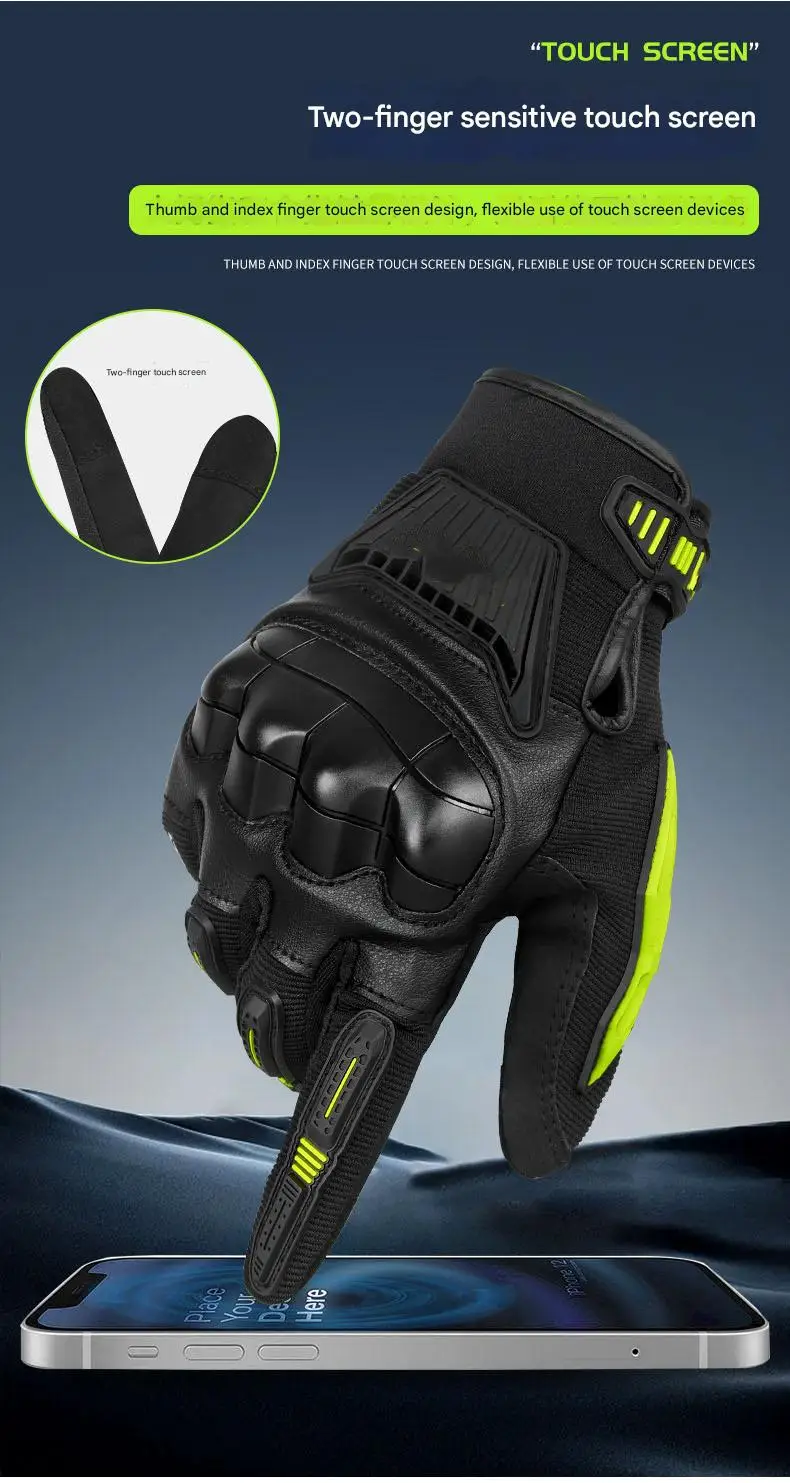 Long Finger Touch Screen Breathable Anti-Fall Gloves for Spring Summer Off-Road Riding Essential Motorcycle Accessory for Rider