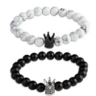 Bracelet High Quality Magnet Charm Beaded Stretch Gemstone Round Bracelet Natural Stone Lava Bead Bracelet For Couple