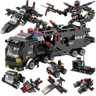 High Quality 8 In 1 Legoinglys Police Station City Police Series Black ABS 715pcs City Swat Series Block Set