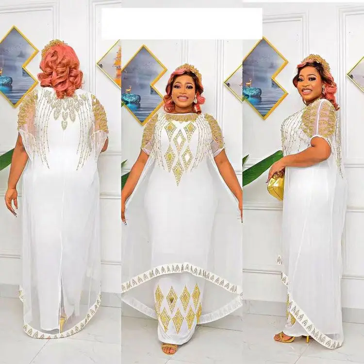 2022 New Two Piece Robe Party Elegant Beaded Diamond Abaya  Dress