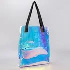 Shopping Customized Shiny Material Screen Printing Surface Handling Handles Pvc Holographic Shopping Tote Bag