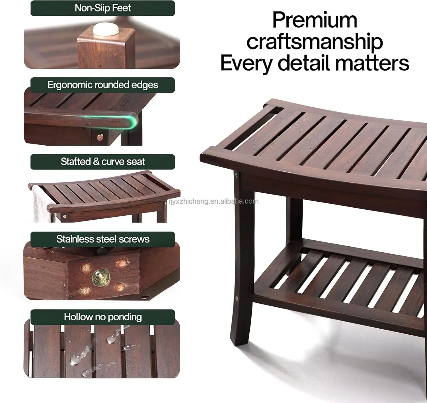 product durable non slip foot stool sealed wooden seat storage shelf home use shower chair bench bathroom furniture-6