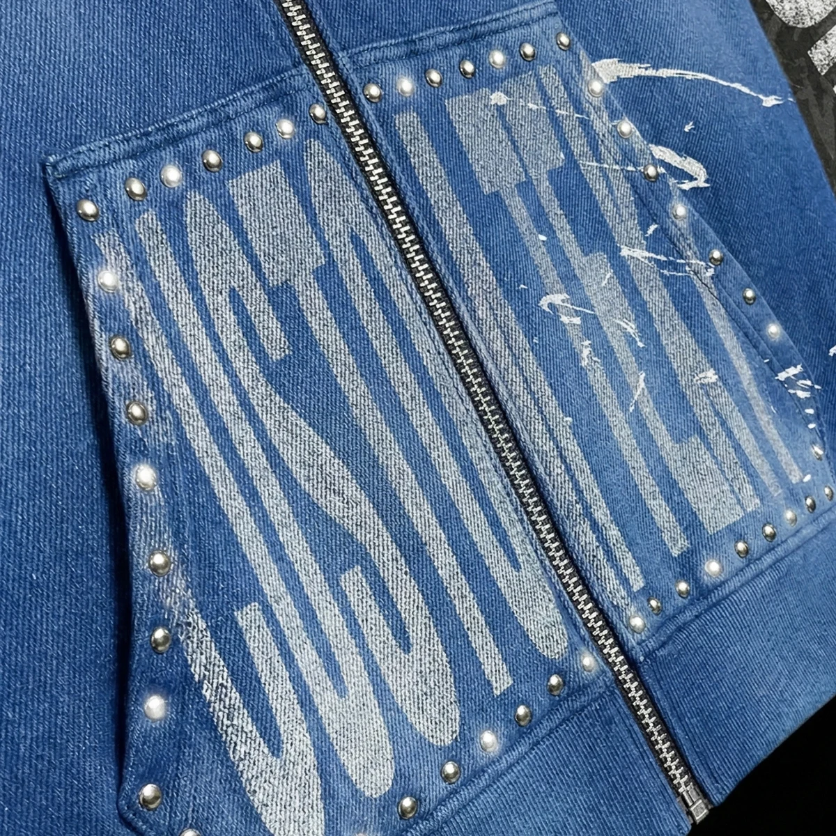 product custom acid wash zip up patchwork rhinestone hoodie hooded oversize boxy embroidery mens hoodies sweatshirts graphic print-10