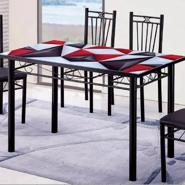 Metal leg dining sets tables modern for dining furniture table and chairs set sale in foshan factory