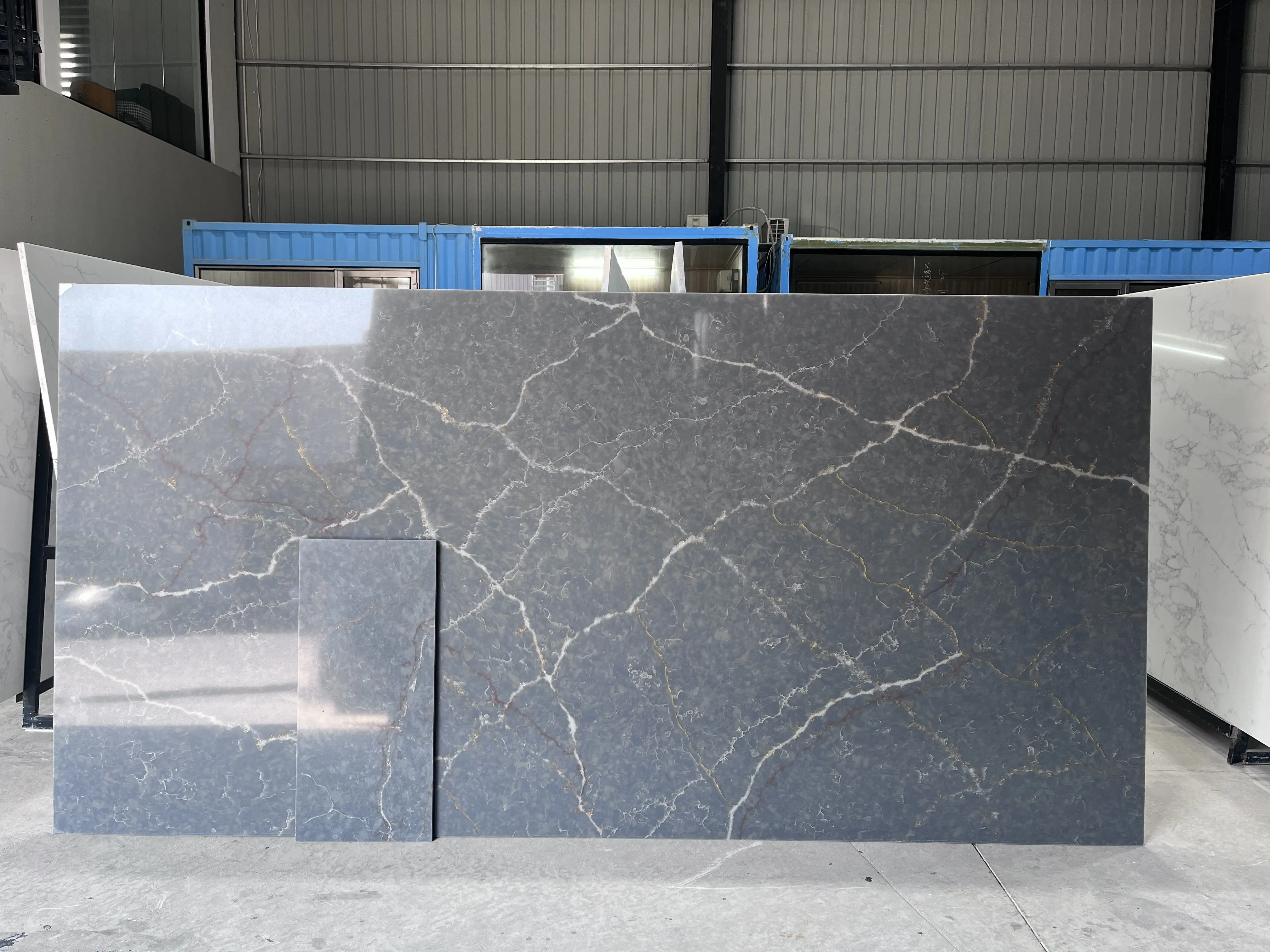 product ydstone modern design poetic black quartz kitchen countertop white vein stone slab for restaurant bar vanity top 3d model design256-3