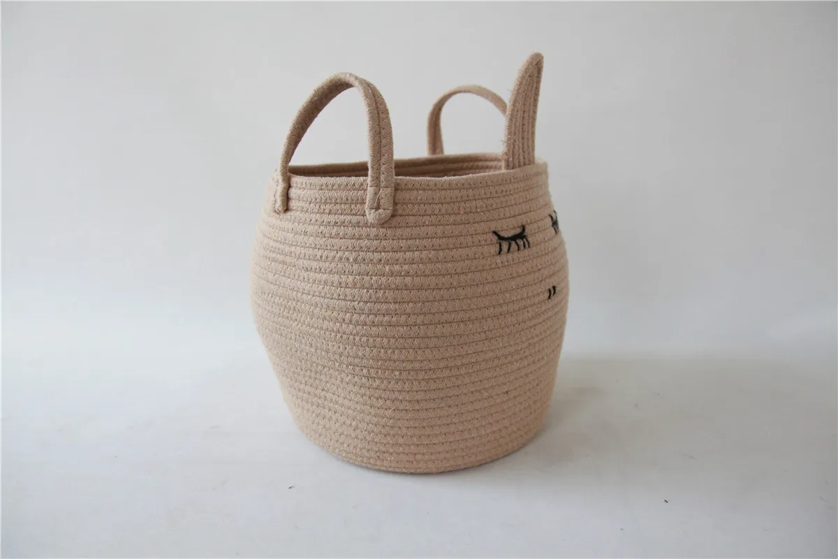 Hot Selling cotton rope Home Decoration Clothing Cartoon Storage Basket kids toy storage basket