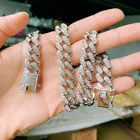 Necklace Hip Hops Men's Cuban Link Chain Necklace Iced Out Miami Zircon Crystal Alloy Chain Necklace