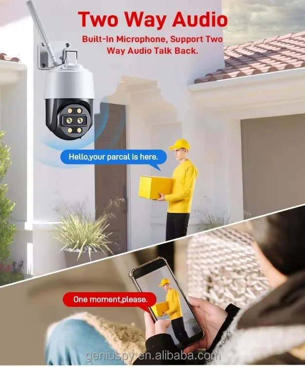 4K 8MP 5mp Outdoor Dual Lens 10x Zoom Surveillance Cctv Wifi 4G Lte IP Security Cam Network Ptz Dome Camera Night Vision TF Card