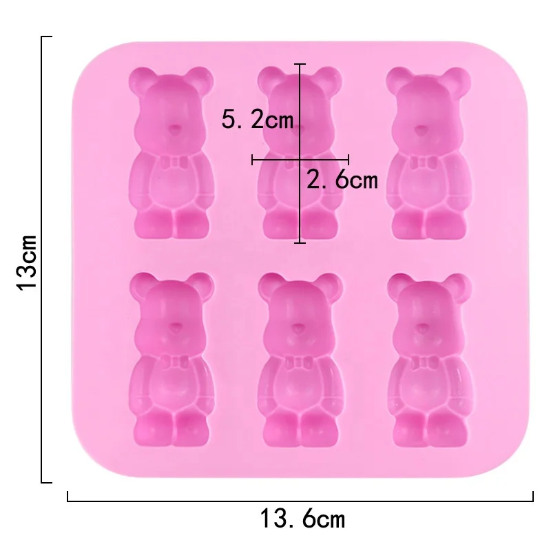 hot selling 6 holes gloomy bear shaped silicone cake mold non stick handmade 3D diy candle mould soap resin mold cake tools