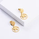 Studs Stud Earrings AZL Pendientes Wholesale Dainty Custom Korean 2020 18k Gold Plate Metal Star Shape Girls Earring Studs
