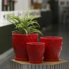 Garden Colour Pot Ceramic Garden Home Planters Garden Wholesale Cheap Ceramic Red Colour Flower Pot
