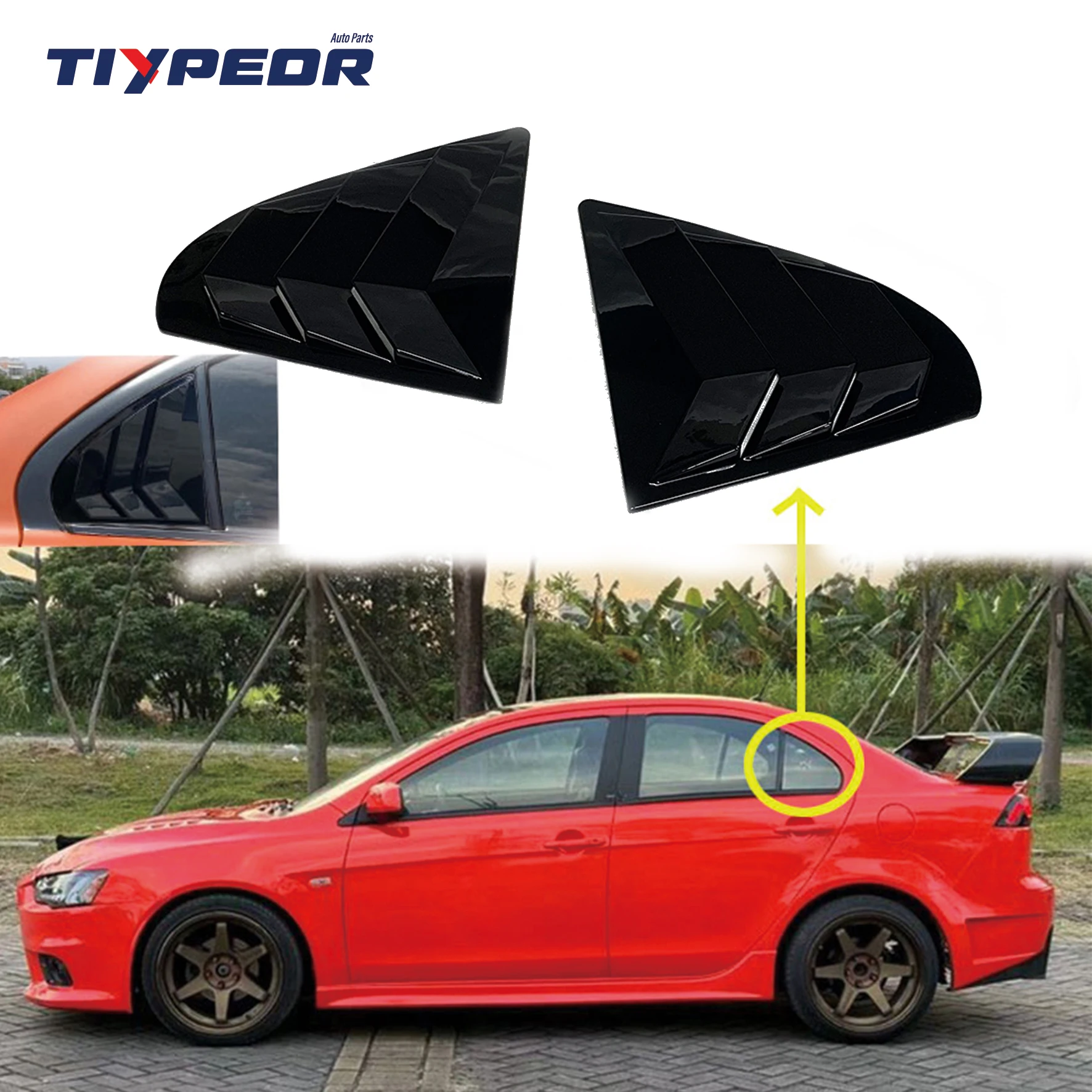 product abs sticking rear side window louvers racing decors abs style air vent louver scoop for mitsubishi lancer ex 2008 2017-3
