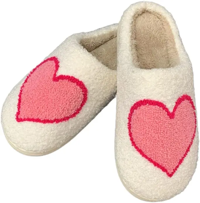 2023 Fashion Valentines Day Slide Slipper for Women Men Heart Couple Plush Slippers Soft Comfortable Academy Wind Indoor and Out