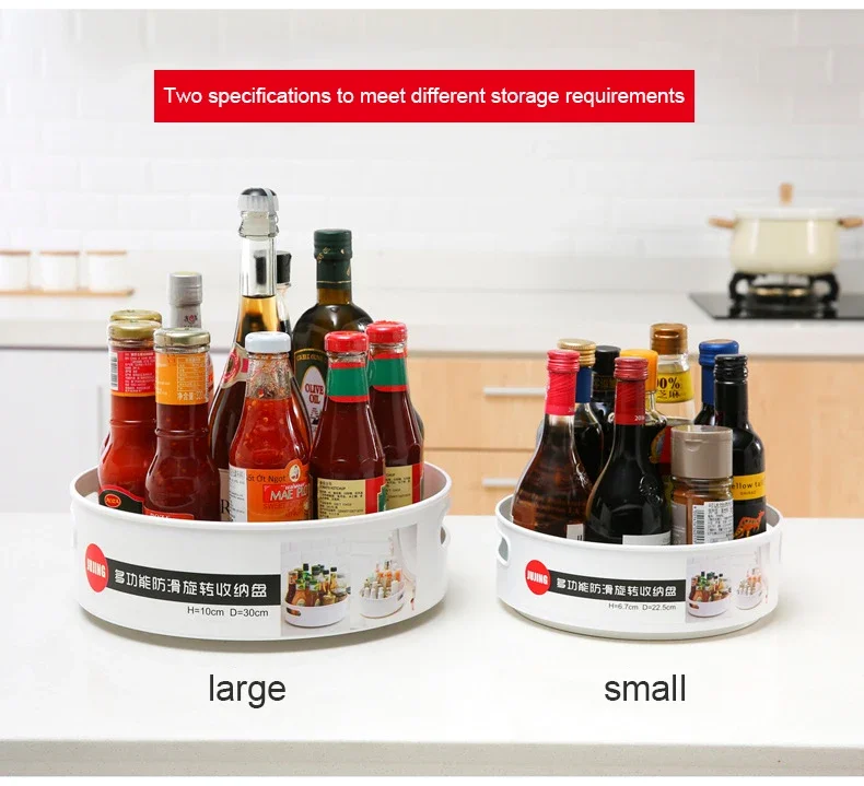 360° Rotating Single-Tier Spice Rack Multi-Functional Standing Type Kitchen Seasoning Organizer Rack