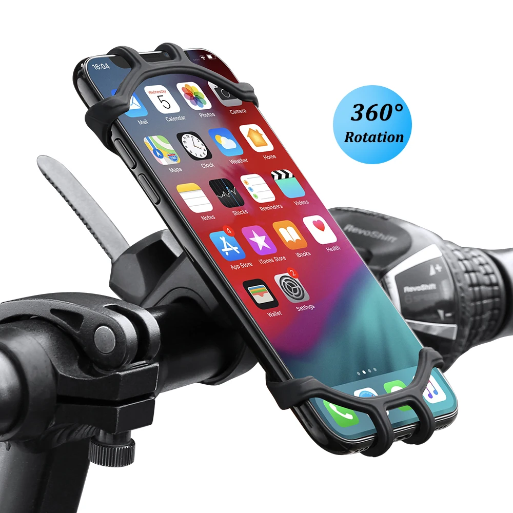 Non-Slip Stable,for Any Smartphone GPS Other Devices Between 3.5 and 6.5 inches Bike Phone Mount 360°Rotation Silicone Bicycle Phone Holder 