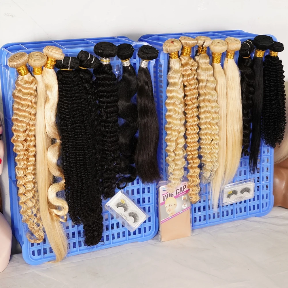 Short Original Machine Weft Straight Human Hair Weave 613 Virgin Brazilian Hair Perruque Cheveux Humain
