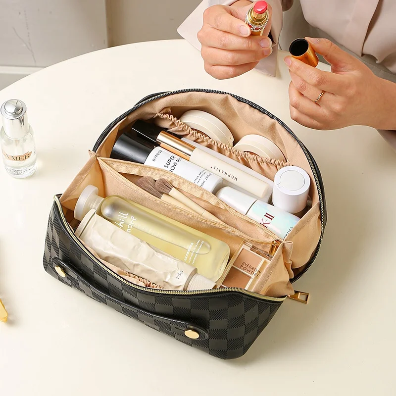 Portable Small Sorting Compartments PU Cosmetic Bag for Women Household Traveling Bags Trolley Luggage Organizer