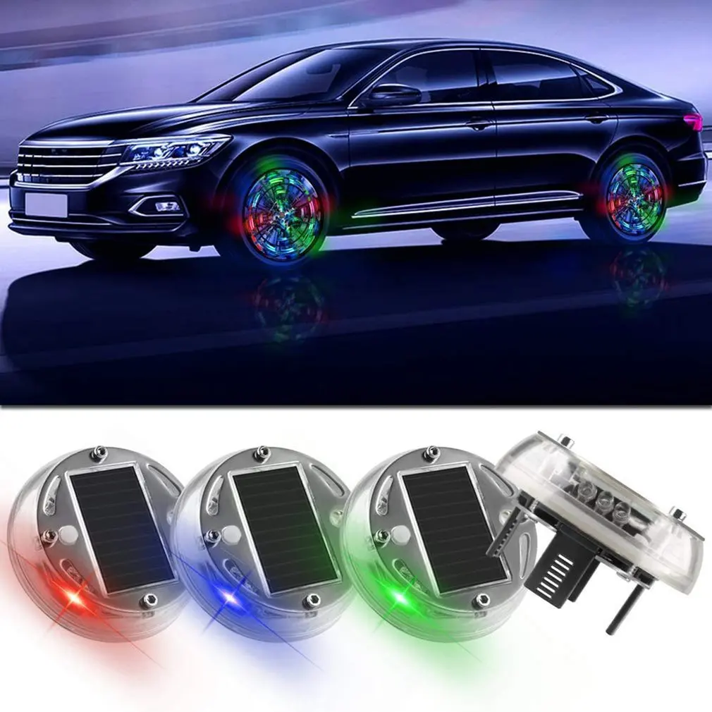 Universal 12 Leds Car Tire Wheel Lights Solar Energy Wheel Lights For